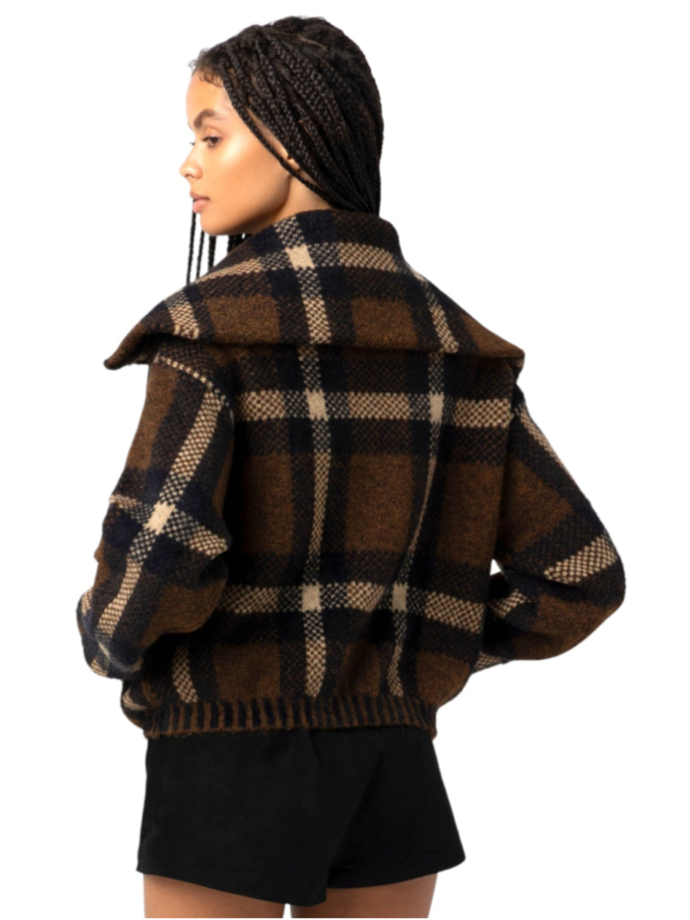 BlankNYC NWT Prep Academy Plaid Full Zip Sweater Jacket Small - Picture 2 of 15